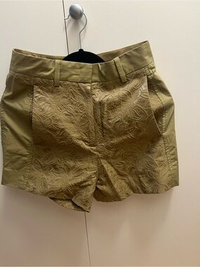 COS Olive Textured High-Rise Shorts